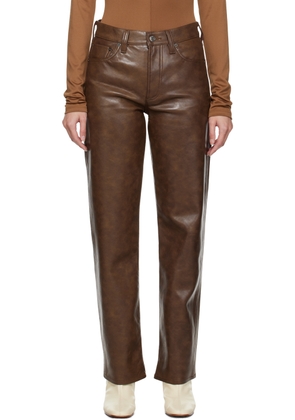 AGOLDE Brown Sloane Leather Pants