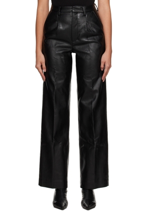 ANINE BING Black Carmen Faux-Leather Pants