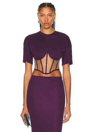 RTA Short Sleeve Corset Top in Grape - Purple. Size M (also in L, XS).