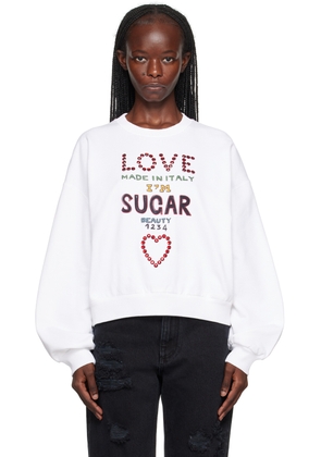 Dolce & Gabbana White Crystal-Cut Sweatshirt