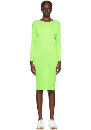 PLEATS PLEASE ISSEY MIYAKE Green Monthly Colors September Midi Dress