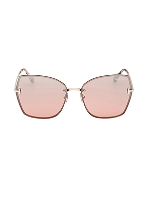 TOM FORD Nickie Sunglasses in Shiny Rose Gold & Rose Havana - Metallic Gold. Size all.