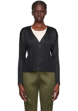 PLEATS PLEASE ISSEY MIYAKE Black Monthly Colors September Cardigan