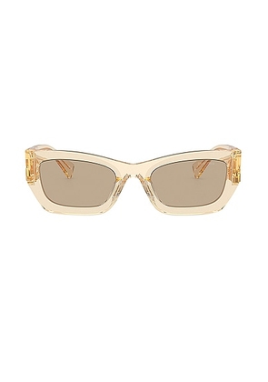 Miu Miu Translucent Rectangle Sunglasses in Sand Transparent - White. Size all.