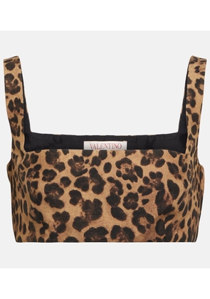 Valentino Crêpe Couture leopard-print crop top