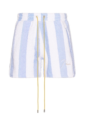 Rhude Striped Loop Terry Short in White & Light Blue - Baby Blue. Size L (also in ).