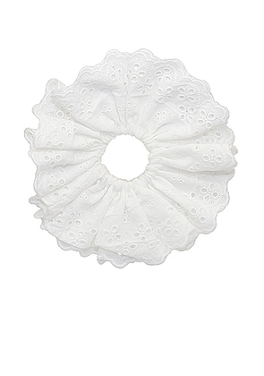 Emi Jay Eyelet Scrunchie in Daffodil - White. Size all.