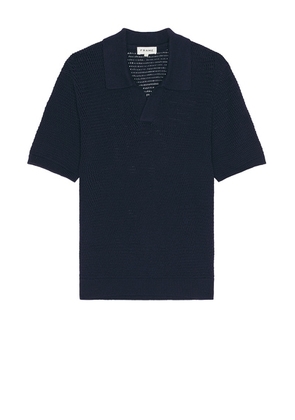 FRAME Short Sleeve Sweater Polo in Navy - Blue. Size L (also in M, S, XL/1X).