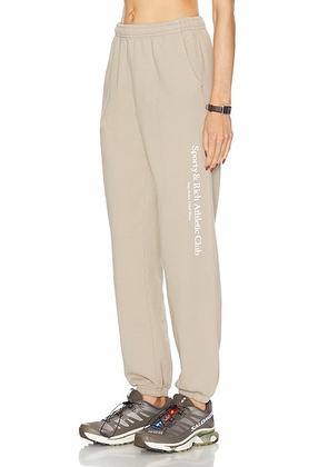 Sporty & Rich Athletic Club Sweatpant in Elephant & White - Taupe. Size L (also in S).