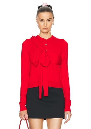 Sandy Liang Hermit Cardigan in Red - Red. Size L (also in M, S, XS).