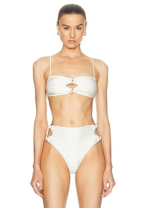 Cult Gaia Pisa Bikini Top in Off White - White. Size L (also in S, XS).