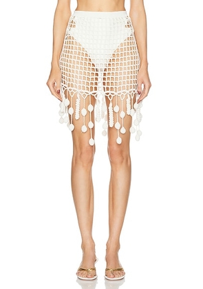 Cult Gaia Moki Crochet Coverup Skirt in Off White - White. Size L (also in M, S, XS).