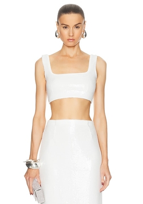 GALVAN Beating Heart Cropped Top in Off White - White. Size 34 (also in 38).