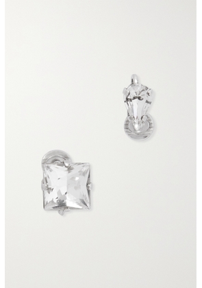SAINT LAURENT - Silver-tone Crystal Clip Earrings - One size