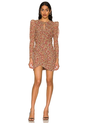 Bardot Ruched Ditsy Floral Mini Dress in Blush. Size M, XS.