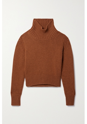 &Daughter - + Net Sustain Fintra Cropped Wool Turtleneck Sweater - Brown - x small,small,medium,large,x large