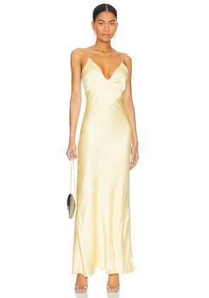Bardot Capri Diamonte Slip Dress in Yellow. Size 6, 8.