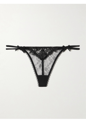 Agent Provocateur - Violah Satin-trimmed Embroidered Lace Thong - Black - 1,2,3,4,5,6