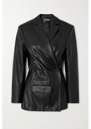 Jacquemus - Tibau Double-breasted Leather Jacket - Black - FR34,FR36,FR38,FR40