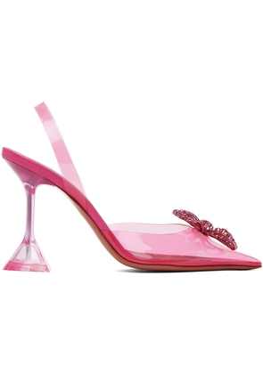 Amina Muaddi Pink Rosie Glass Sling 95 Heels