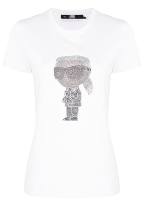 Karl Lagerfeld Ikonik rhinestone-embellished T-shirt - White