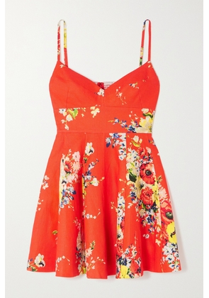 Zimmermann - Alight Shirred Floral-print Linen Mini Dress - 00,0,1,2,3,4
