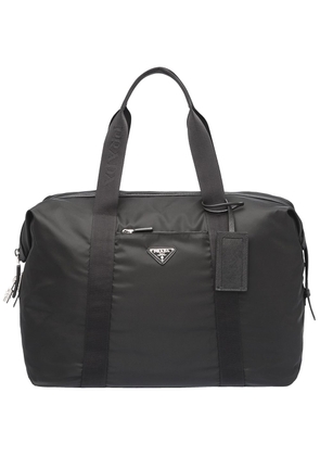 Prada Re-Nylon triangle logo holdall bag - Black