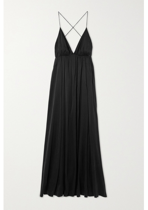 Zimmermann - Open-back Gathered Silk Maxi Dress - Black - 00,0,1,2,3,4