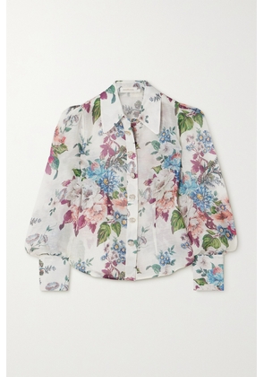 Zimmermann - Matchmaker Floral-print Linen And Silk-blend Shirt - Ivory - 00,0,1,2,3,4
