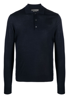 Corneliani fine-knit long-sleeve polo shirt - Blue