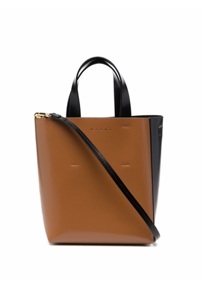 Marni logo-detail leather tote bag - Black