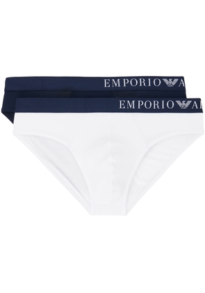 Emporio Armani Two-Pack Navy & White Briefs