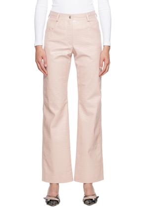 MSGM Pink Straight-Leg Faux-Leather Trousers