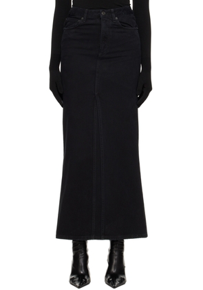 Balenciaga Black Vented Denim Maxi Skirt