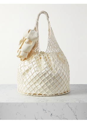 Magda Butrym - Devana Maxi Appliquéd Crocheted Cotton-blend And Leather Tote - Cream - One size
