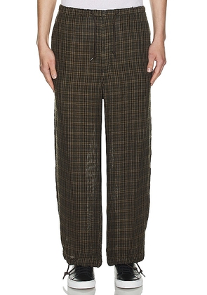 Beams Plus Mil Easy Pants Linen Mesh Plaid in Green. Size M, S.