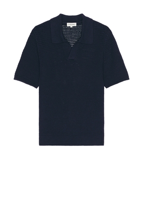 FRAME Short Sleeve Sweater Polo in Blue. Size M, S, XL/1X.