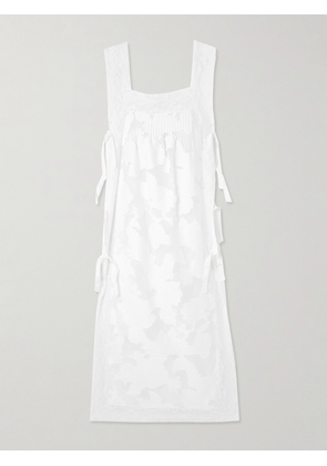 Loretta Caponi - Bow-embellished Corded Lace Dress - White - x small,small,medium,large