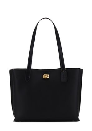 Coach Polished Pebble Leather Willow Tote 38 in Black.