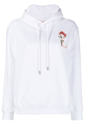 Lanvin logo-embroidered drawstring hoodie - White