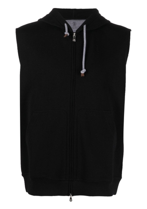 Brunello Cucinelli cotton-blend hooded vest - Black