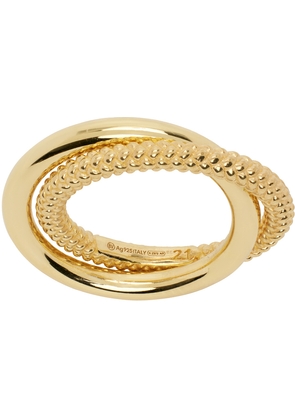 Bottega Veneta Gold Intreccio Interlocking Ring