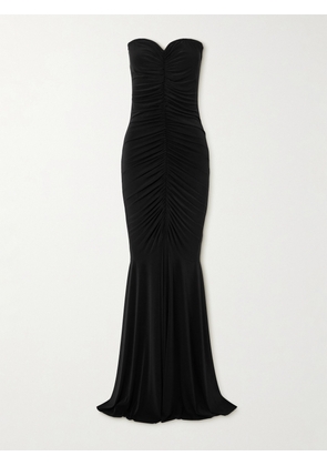 Norma Kamali - Strapless Ruched Stretch-jersey Gown - Black - xx small,x small,small,medium,large,x large