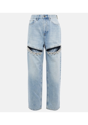 Area Embellished cut-out denim jeans