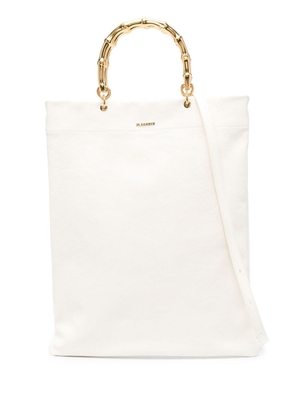 Jil Sander metallic-handle leather tote bag - White