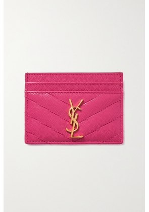 SAINT LAURENT - Monogramme Quilted Textured-leather Cardholder - Pink - One size