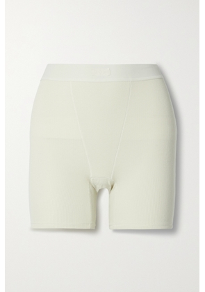 Skims - Cotton Collection Ribbed Cotton-blend Jersey Boxer Shorts - Bone - Cream - XXS,XS,S,M,L,XL,2XL,3XL,4XL