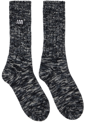 AMI Paris Black Marled Socks