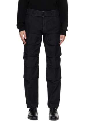 Dries Van Noten Black Garment-Dyed Cargo Pants