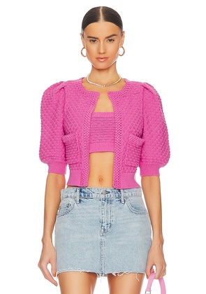 MAJORELLE Tamal Textured Knit Cardigan in Pink. Size XS.